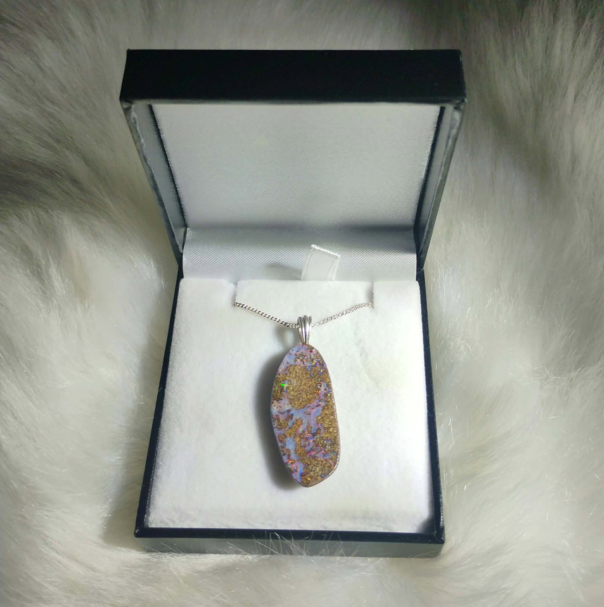 Natural Pink Boulder Opal Pendant